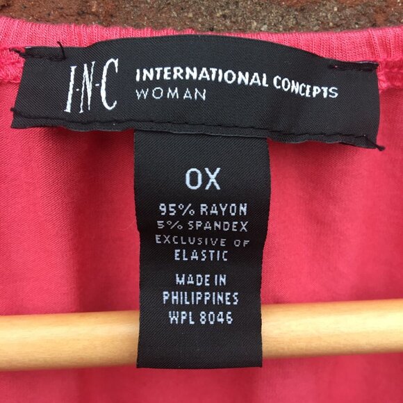 INC International Concepts Cold Shoulder Top Coral Pink Size 0X Smocked - Picture 7 of 8